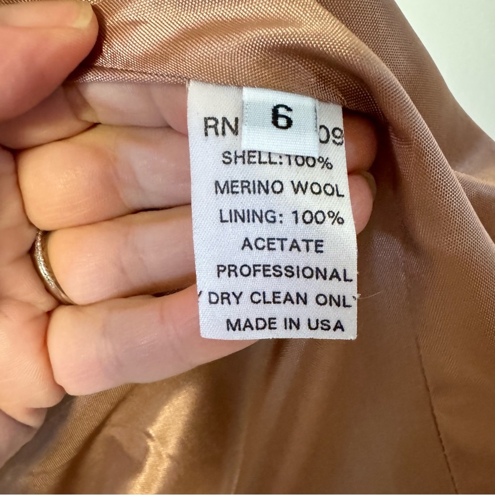 J Percy Merino Wool Coat Camel Midi Jacket Old Money Womens Medium / Large - Picture 11 of 11